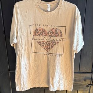 Brave Soul Beige Leopard Heart T-Shirt